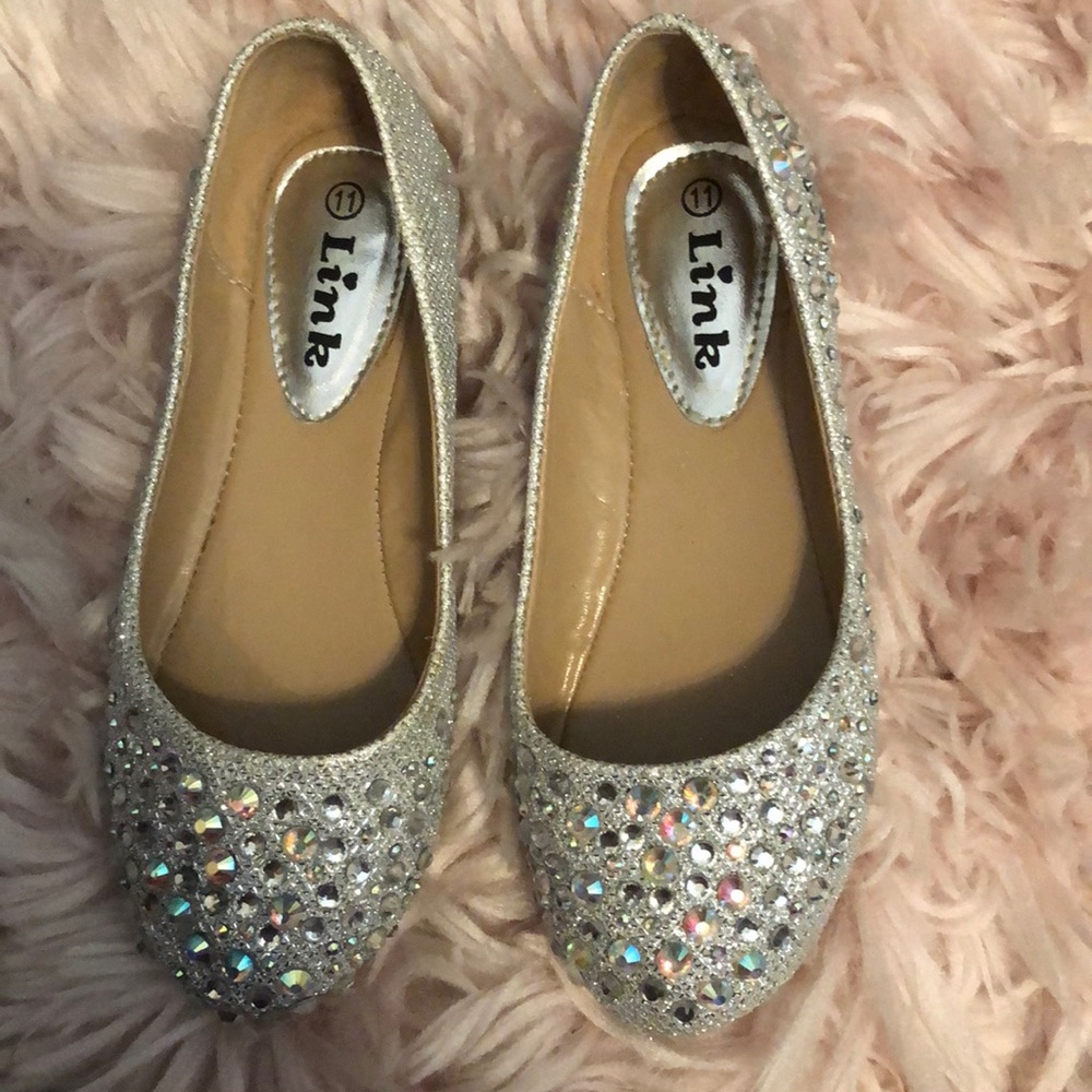 Rhinestone silver flats.